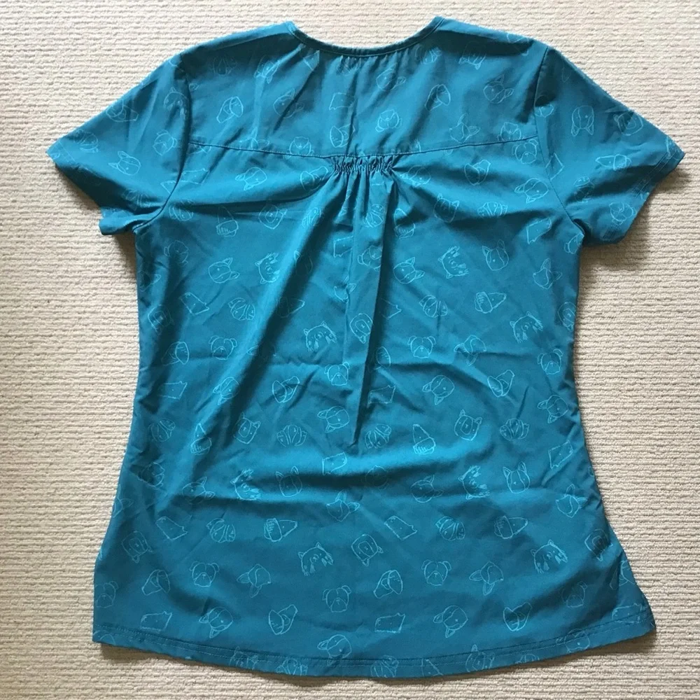 Scrubletics Teal Patterned Scrub Top - Picture 6 of 7